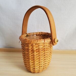 Vtg Hand Woven Mini Nantucket Whaling Small Basket Scandi Coastal Beach Preppy